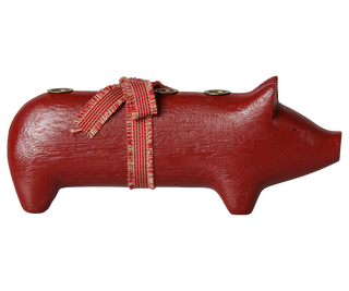 Maileg Medium Advent Red Wooden Pig Candle Holder