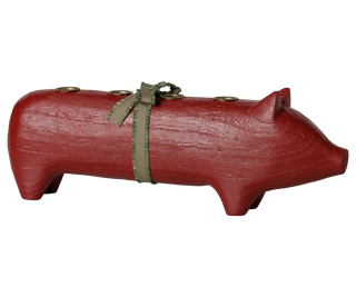 Maileg Large Advent Red Wooden Pig Candle Holder