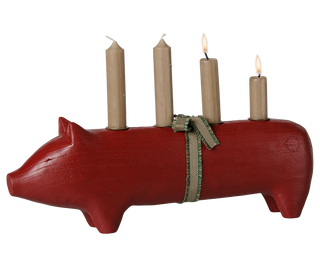 Maileg Large Advent Red Wooden Pig Candle Holder