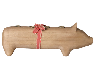 Maileg Large Advent Natural Wooden Pig Candle Holder
