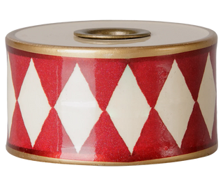 Maileg Candle holder, Drum - Off White/Red