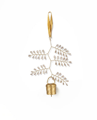 Champagne Beaded Bell Ornament