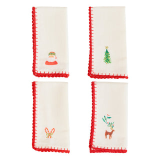 Christmas Linen Napkins - Set of 4