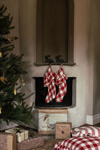 Christmas Stocking - Check Red/White