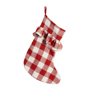 Christmas Stocking - Check Red/White
