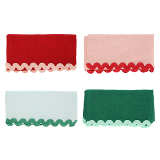 Christmas Red and Green Linen Napkins - Set of 4