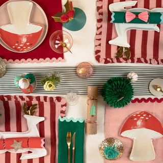 Christmas Red and Green Linen Napkins - Set of 4