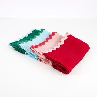 Christmas Red and Green Linen Napkins - Set of 4