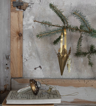 Christmas tree cone brass ornament