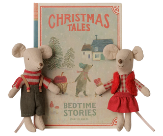 Maileg Christmas Twin Mice, Little Sister & Brother in Book