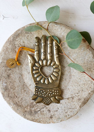 Brass hamsa hand ornament