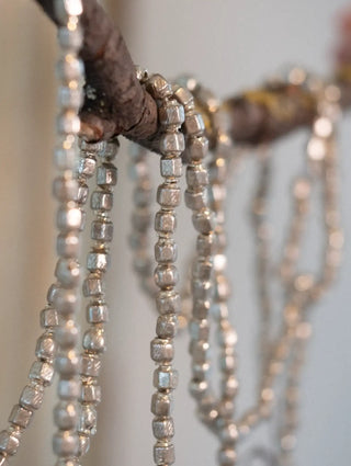 Vintage silvered hexagonal glass beaded Christmas garland