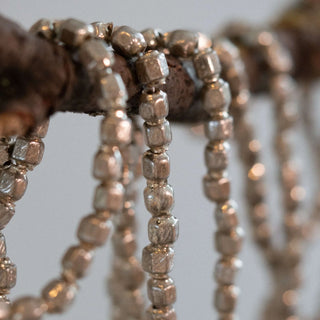 Vintage silvered hexagonal glass beaded Christmas garland