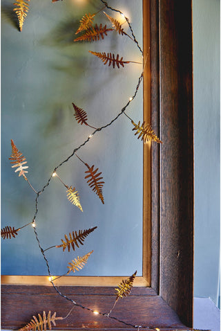 Gold fern lighted garland