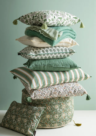 Floral Block Print Cushion Cover