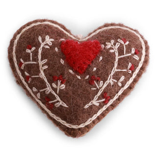 Felt Gingerbread Heart with Embroidery