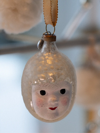Vintage glass head of baby angel ornament