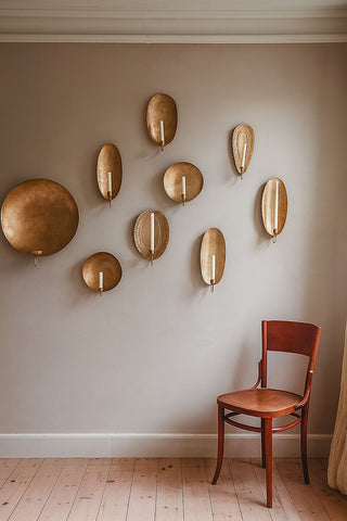Grooved Edge Golden Wall Candle Holder
