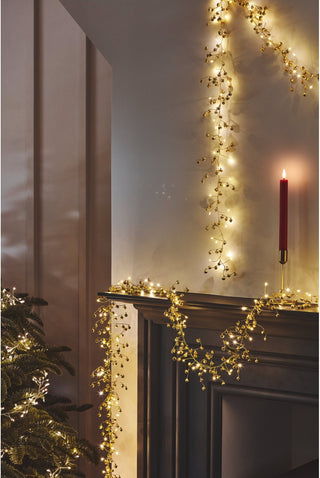 Golden bells metal lighted garland