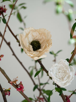 Handmade antique-inspired crepe paper flowers