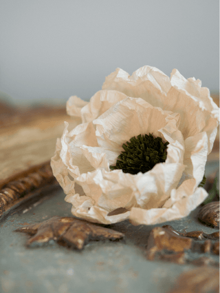 Handmade antique-inspired crepe paper flowers