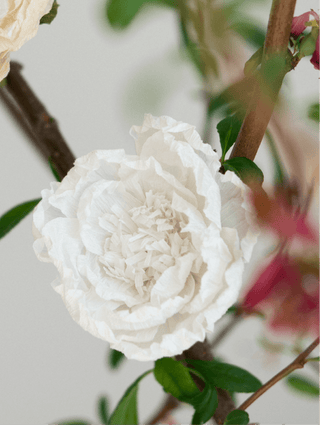 Handmade antique-inspired crepe paper flowers