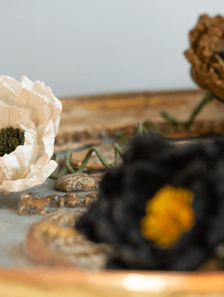 Handmade antique-inspired crepe paper flowers