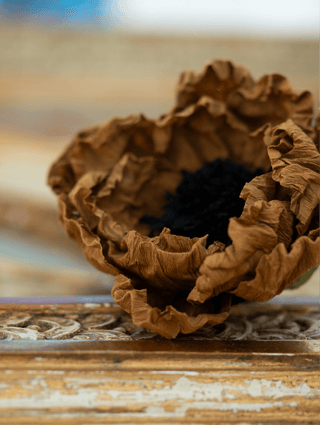 Handmade antique-inspired crepe paper flowers