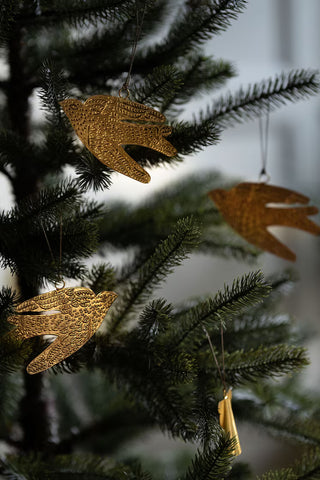 Hanging Brass Swallow Ornament