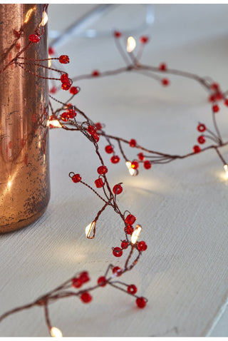 Red jewel metal lighted garland