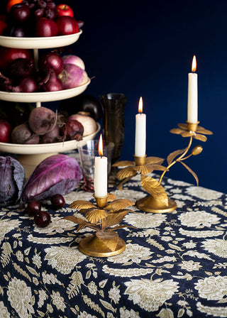 Winter Rose Golden Candle Holder