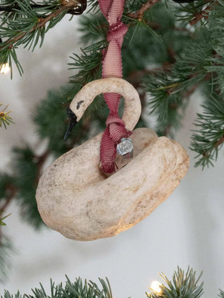 Vintage majestic Christmas swan handmade in cotton and paper
