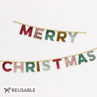 Merry Christmas Velvet Pennant Garland