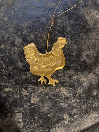 Brass chicken ornament