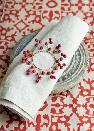 Red Wooden Berries Napkin Ring