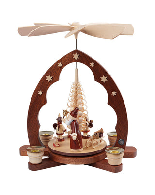 Handcrafted Candle Pyramid - Santa Giving Out X-mas Presents