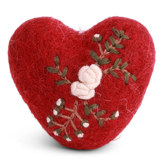 Felt Red Heart with Branch Embroidery