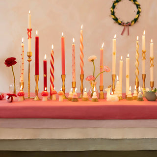 Red Stripe Twist Candles - Set of 2