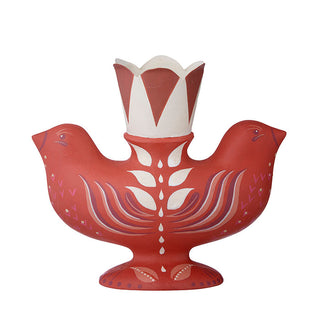 Red Twin Birds Candle Holder