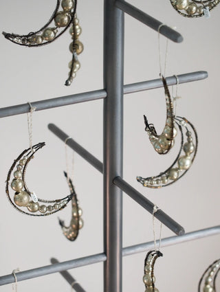 Vintage Silvered Beaded Half Moon