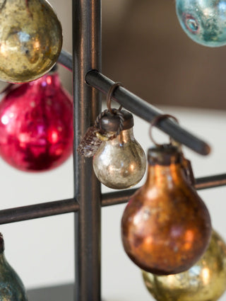 Small Dark Metal Tree with Mixed-Color Baubles