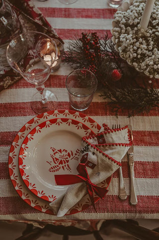 Ruffled Tablecloth - Stripe Red/White