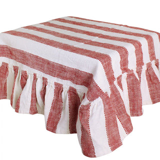 Ruffled Tablecloth - Stripe Red/White