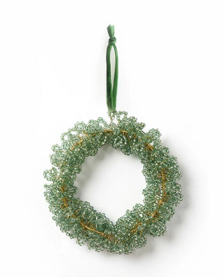 Celadon Curly Glass Beads Wreath Ornament