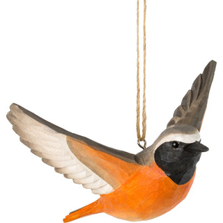 Wooden Carved Flying Redstart Ornament