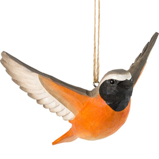 Wooden Carved Flying Redstart Ornament