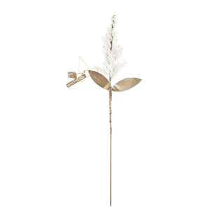 White beads & brass leaves spike flower