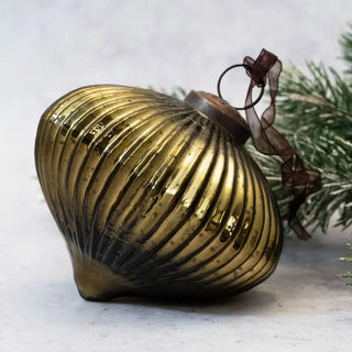 XLarge Ribbed Lantern Glass Christmas Ornament