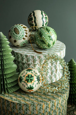 Papier Mâché Baubles Gaya Hunter - Set of 4