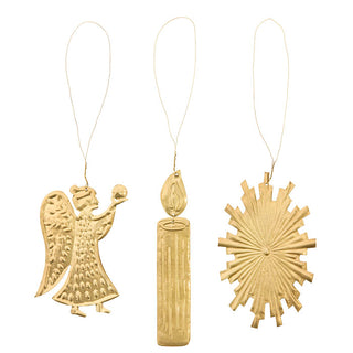 Luminous Brass Ornaments - set of 3